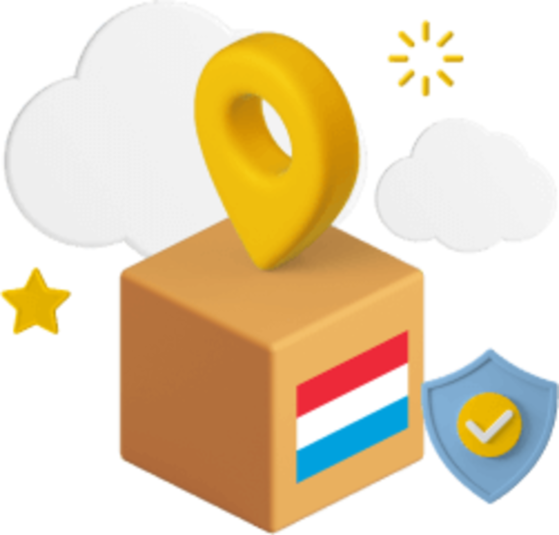 Box with Luxembourg flag on