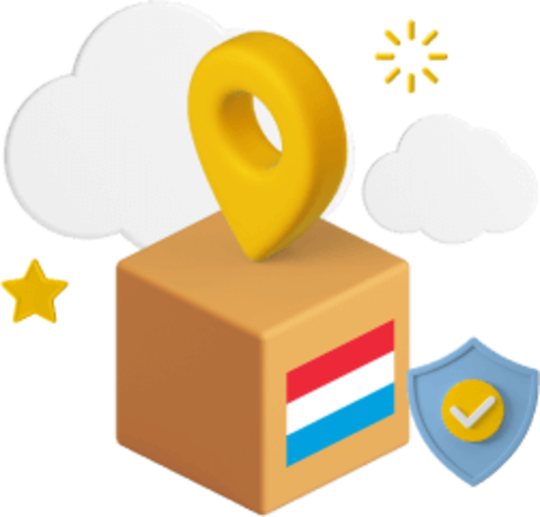 Box with Luxembourg flag on