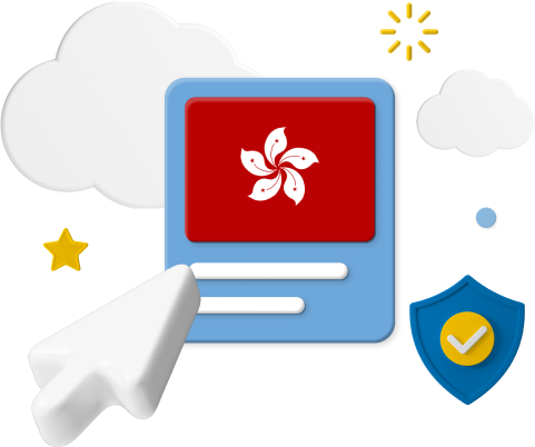 Hong Kong flag with cursor and icons