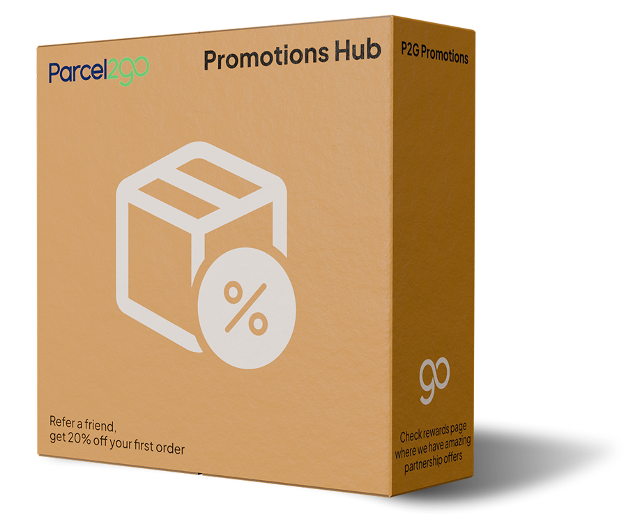 Parcel2Go promotions on parcel graphic