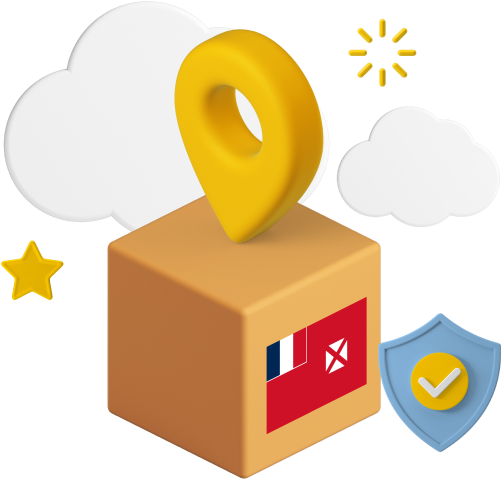 Wallis and Futuna flag on parcel box graphic 