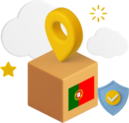 Box with Portuguese flag on