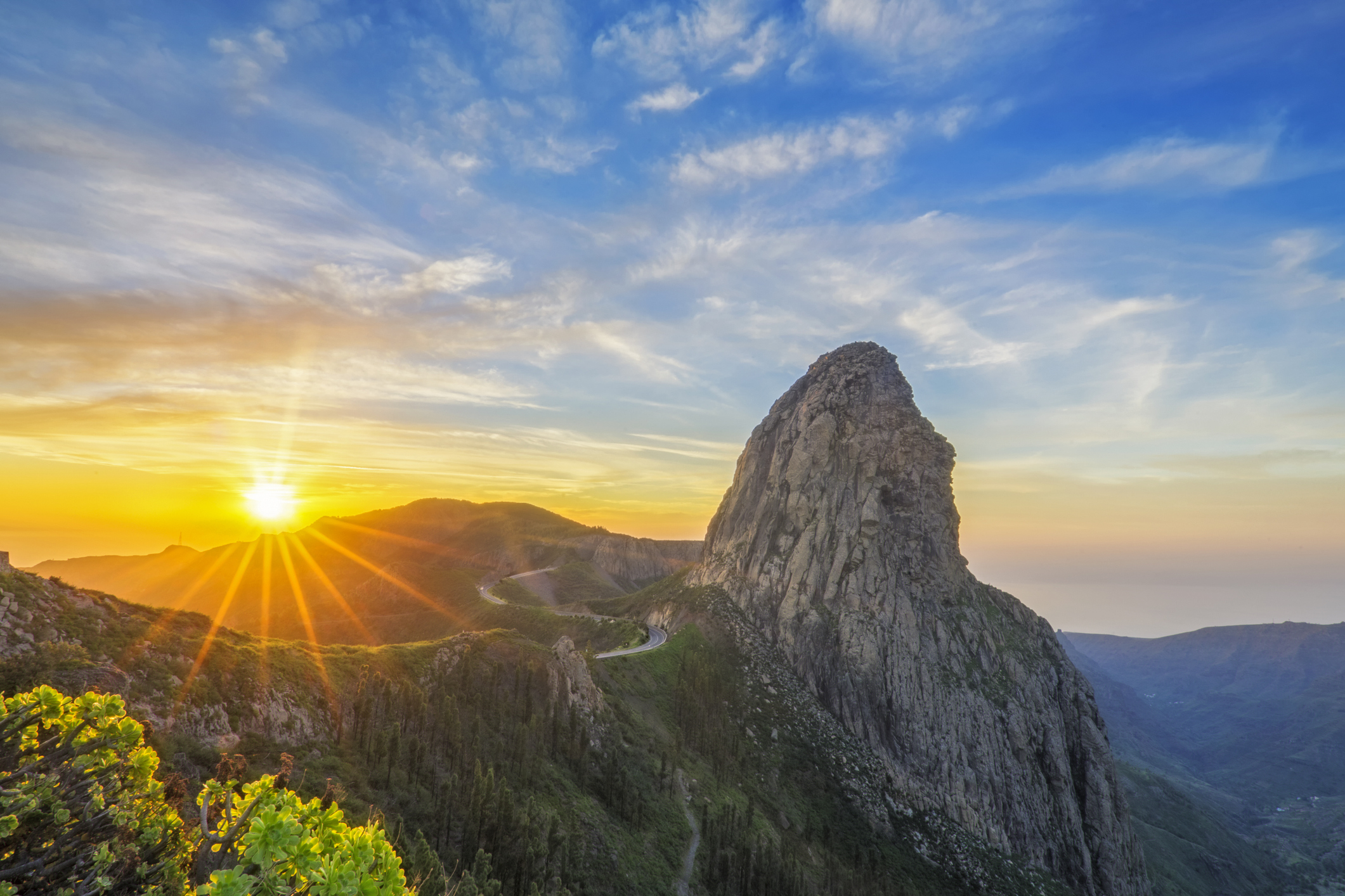 Mountain at sunset in La Gomera