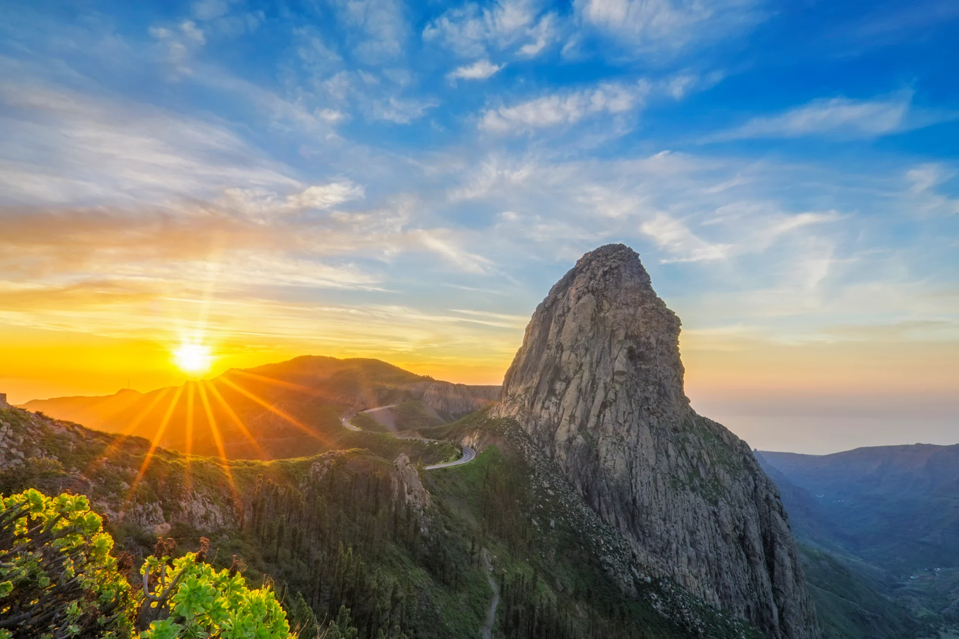 Mountain at sunset in La Gomera