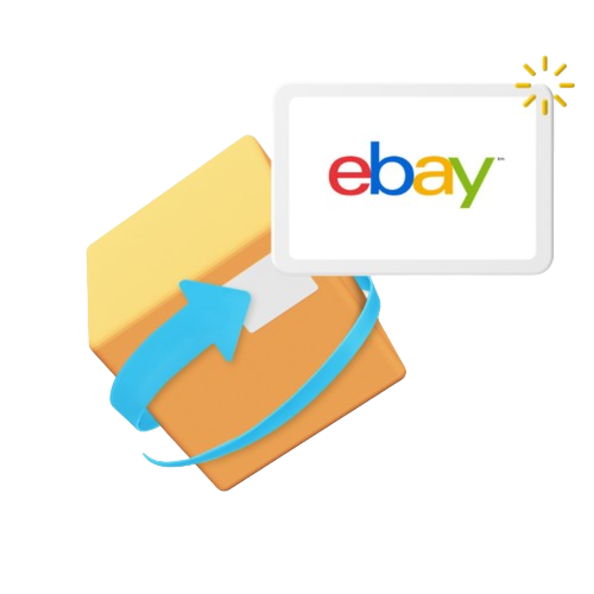 Graphic of parcel with eBay logo