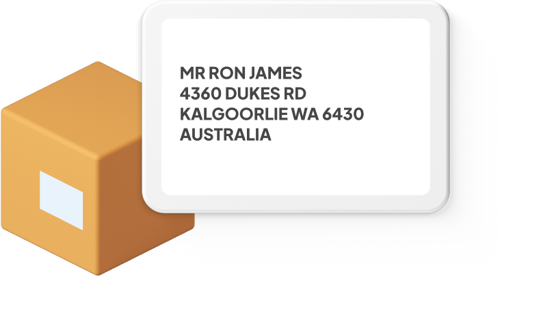Box with Australian address example