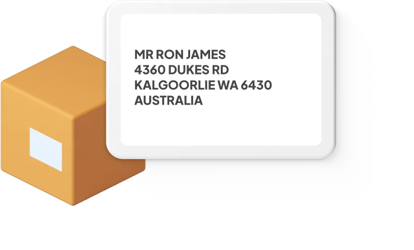 Box with Australian address example
