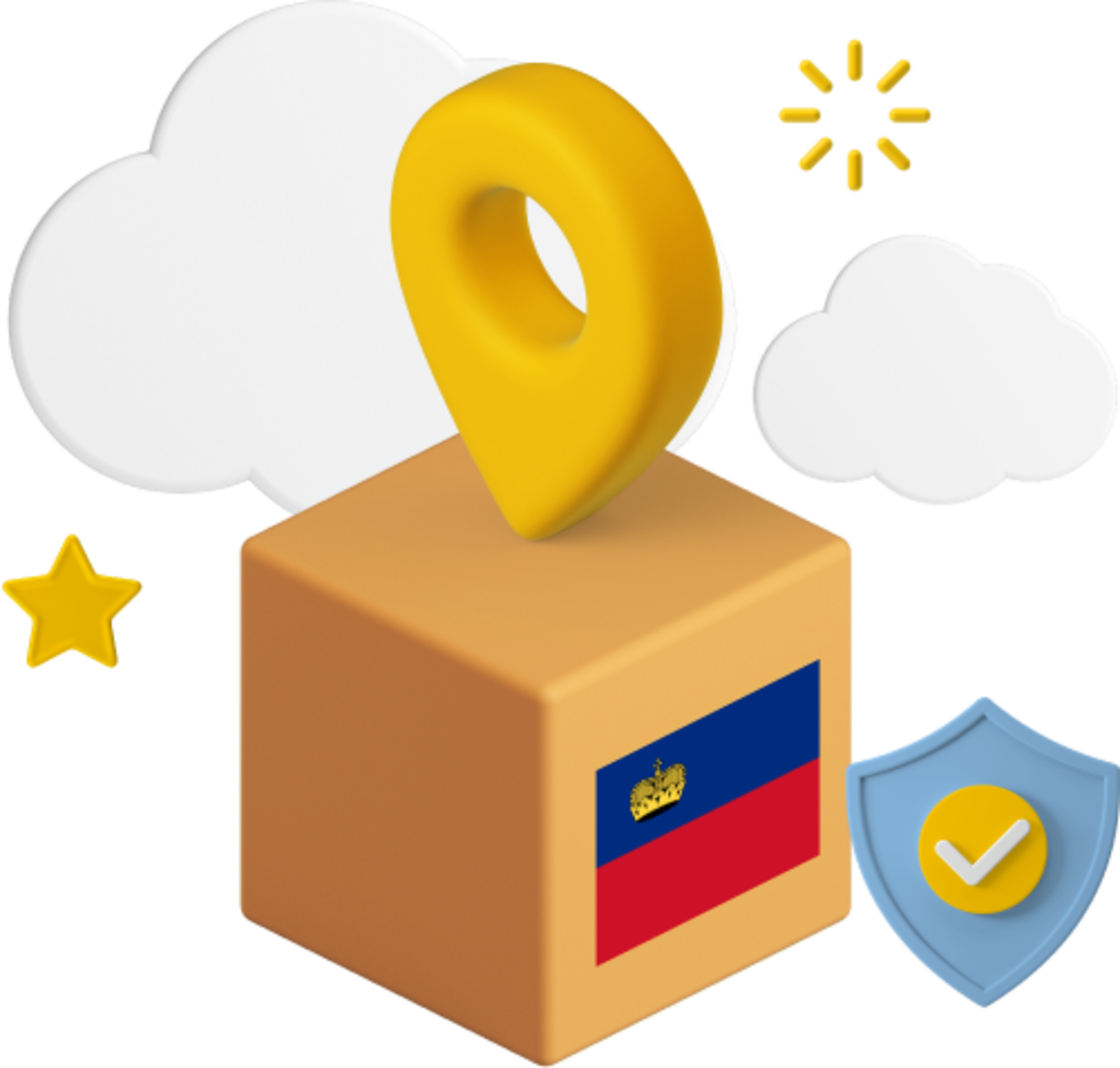 Liechtenstein flag on parcel box graphic