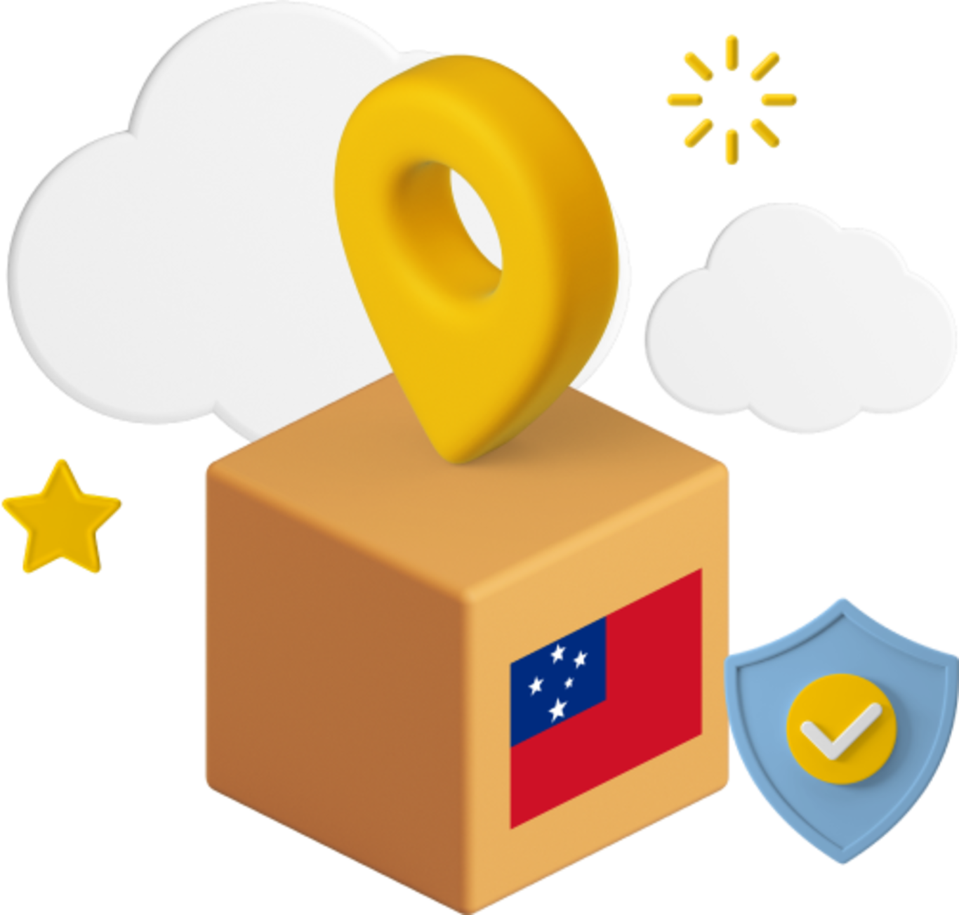 Samoa flag on parcel box graphic