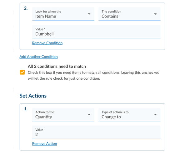 A gif of how to split an order into multiple parcels depending on the weight and contents