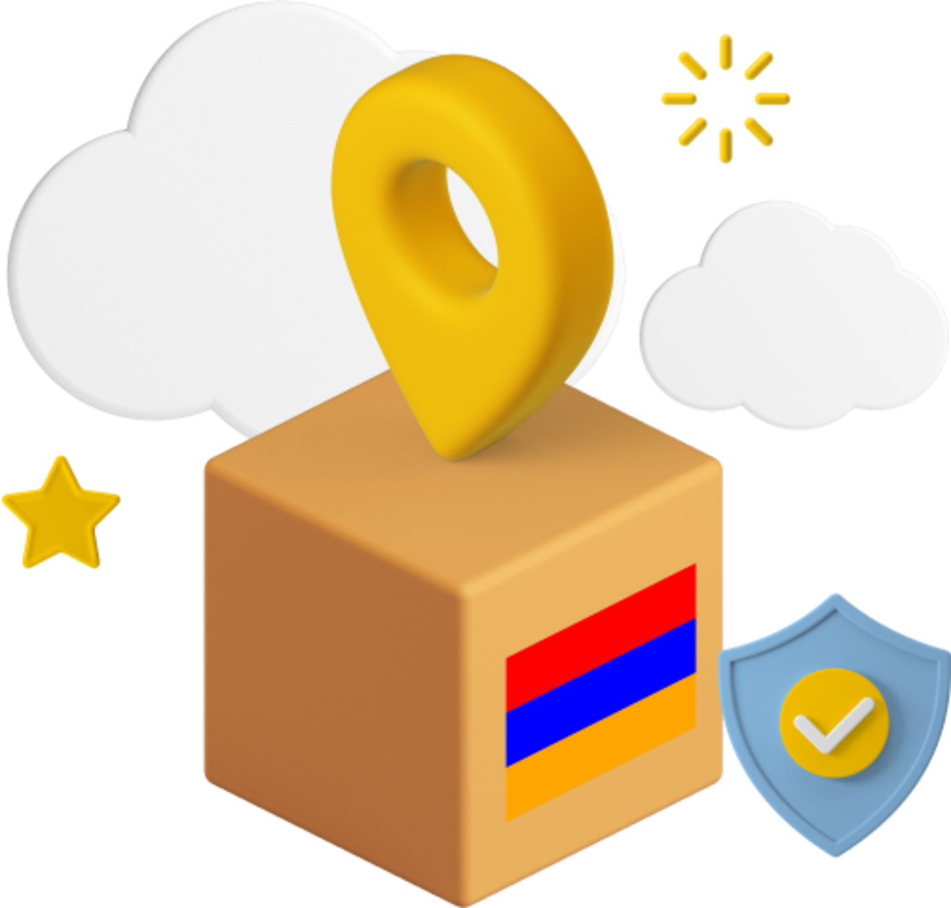 Armenia flag on parcel box graphic.