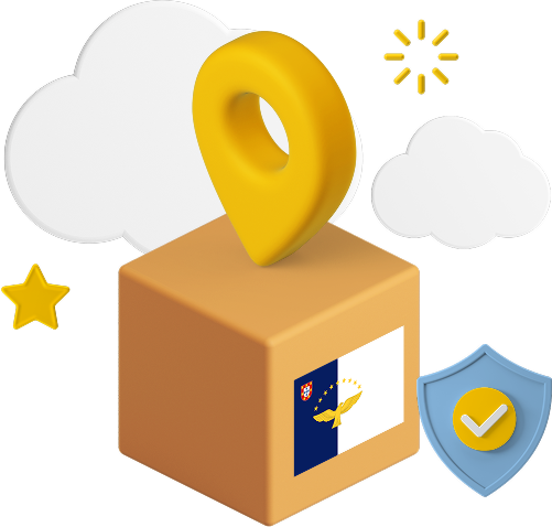 Azores flag on parcel box graphic 