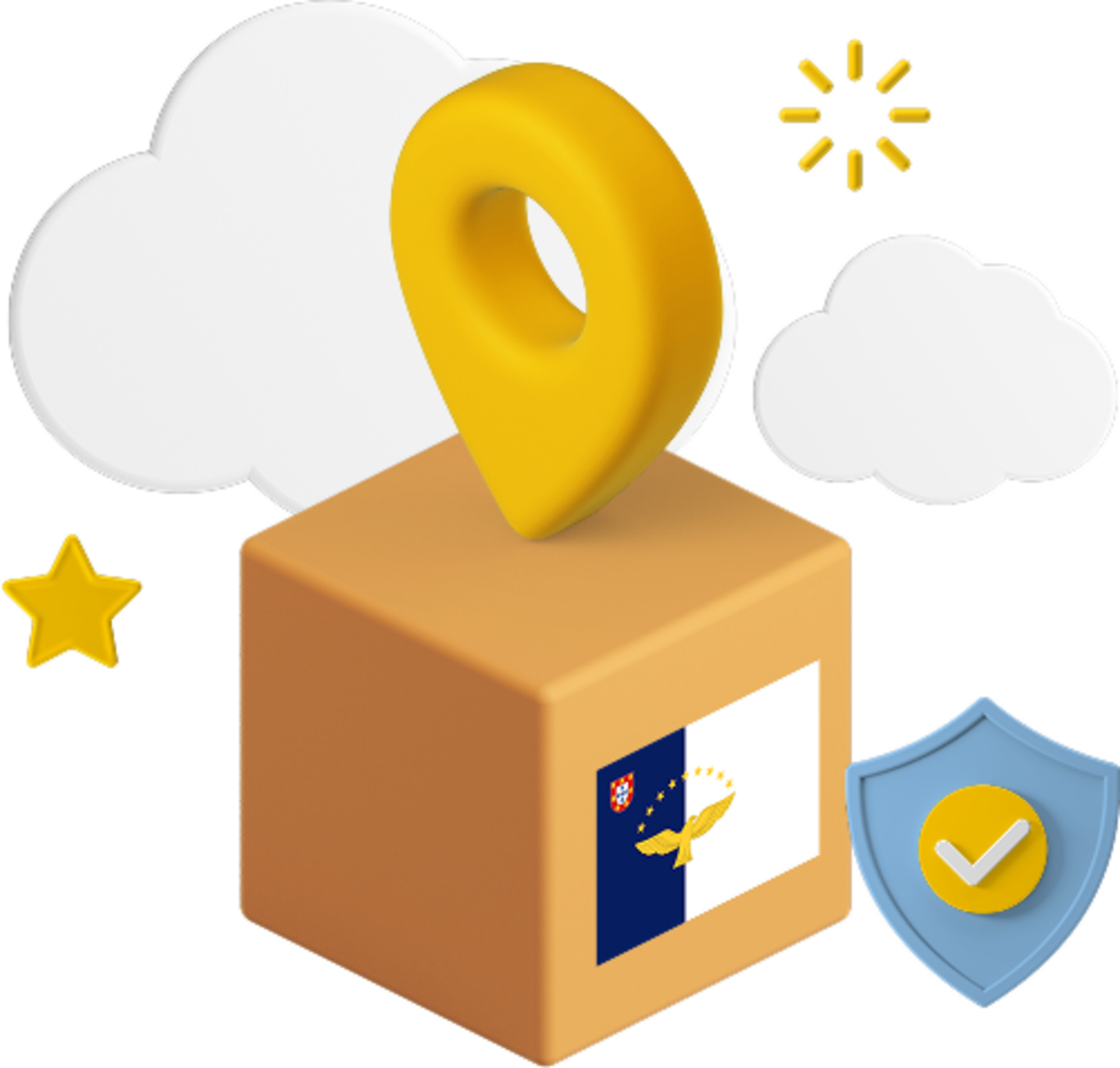 Azores flag on parcel box graphic