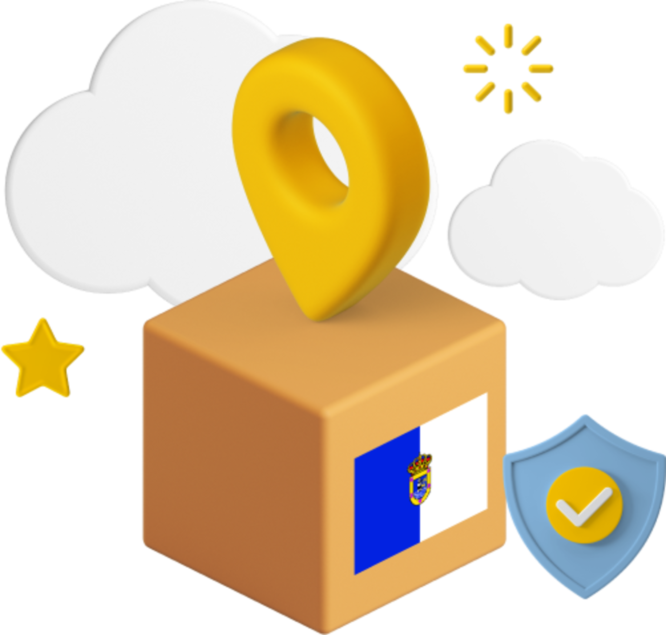 La Palma flag on parcel box graphic