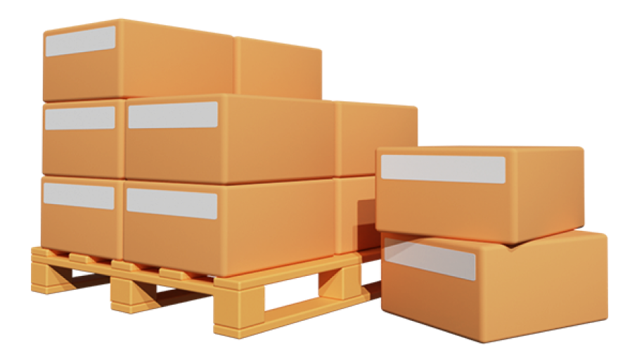 Animated boxes on shipping pallet