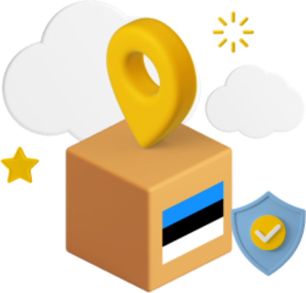 Box with Estonian flag on