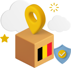 Box with Belgian flag on