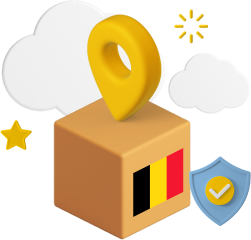 Box with Belgian flag on