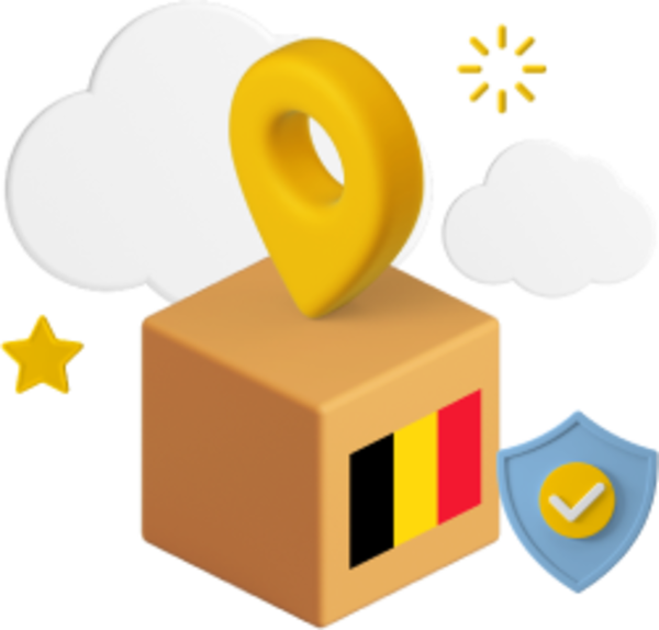 Box with Belgian flag on