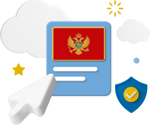Montenegro flag on box with cloud and cursor graphics