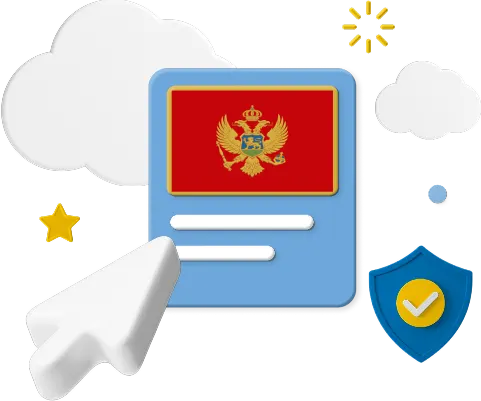 Montenegro flag on box with cloud and cursor graphics