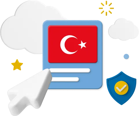 Turkish flag with cursor and icons
