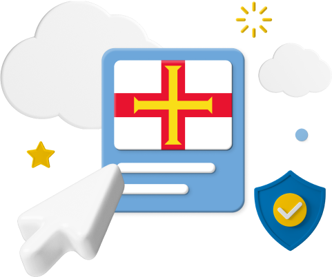Guernsey flag with cursor and animated icons