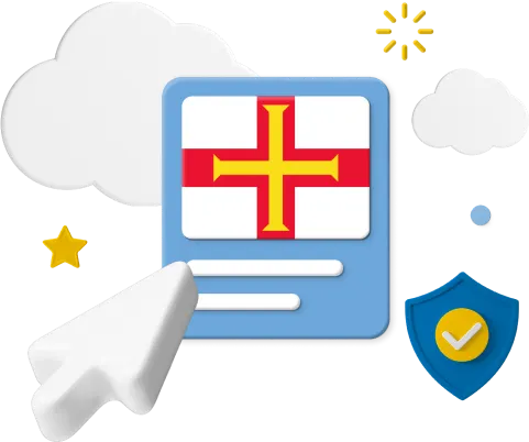 Guernsey flag with cursor and animated icons