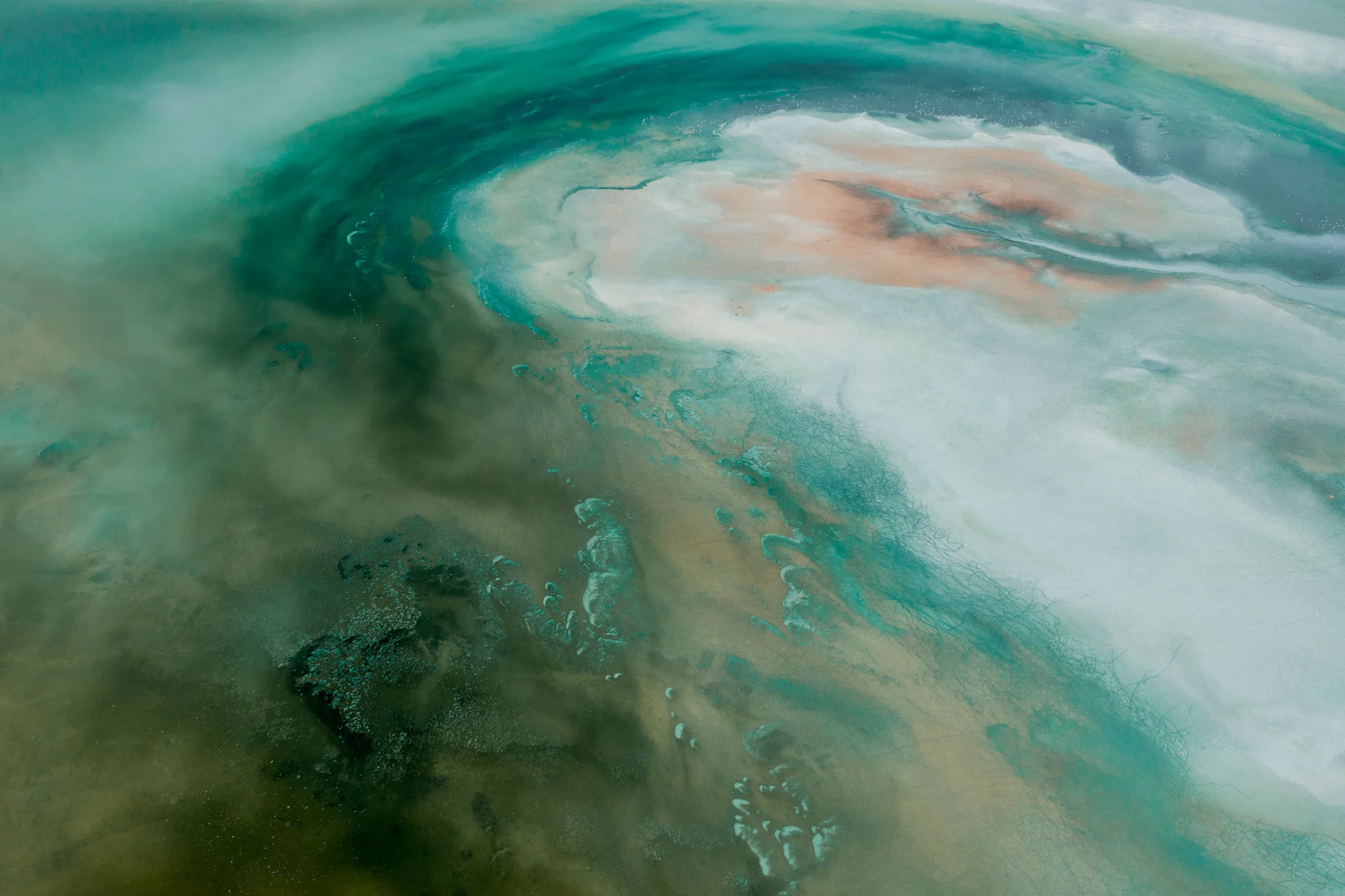 Blue and turquoise swirling lake in Turkey.