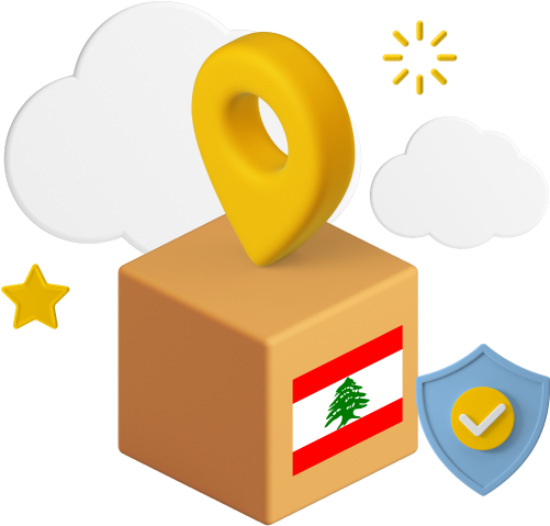 Lebanon flag on box with large location icon 