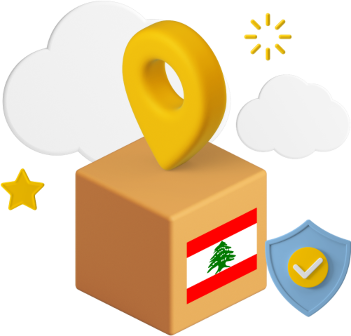 Lebanon flag on box with large location icon