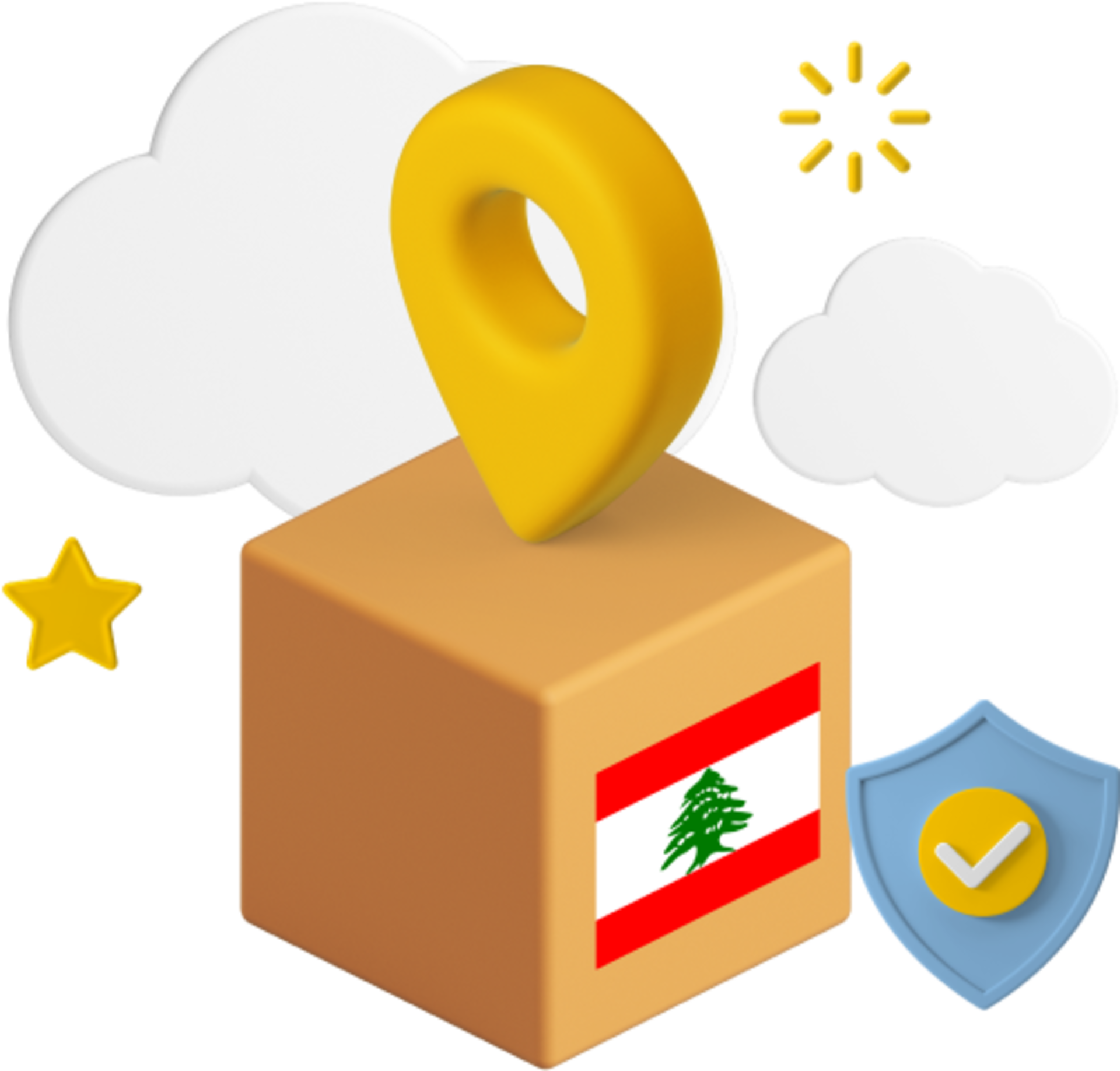 Lebanon flag on box with large location icon 
