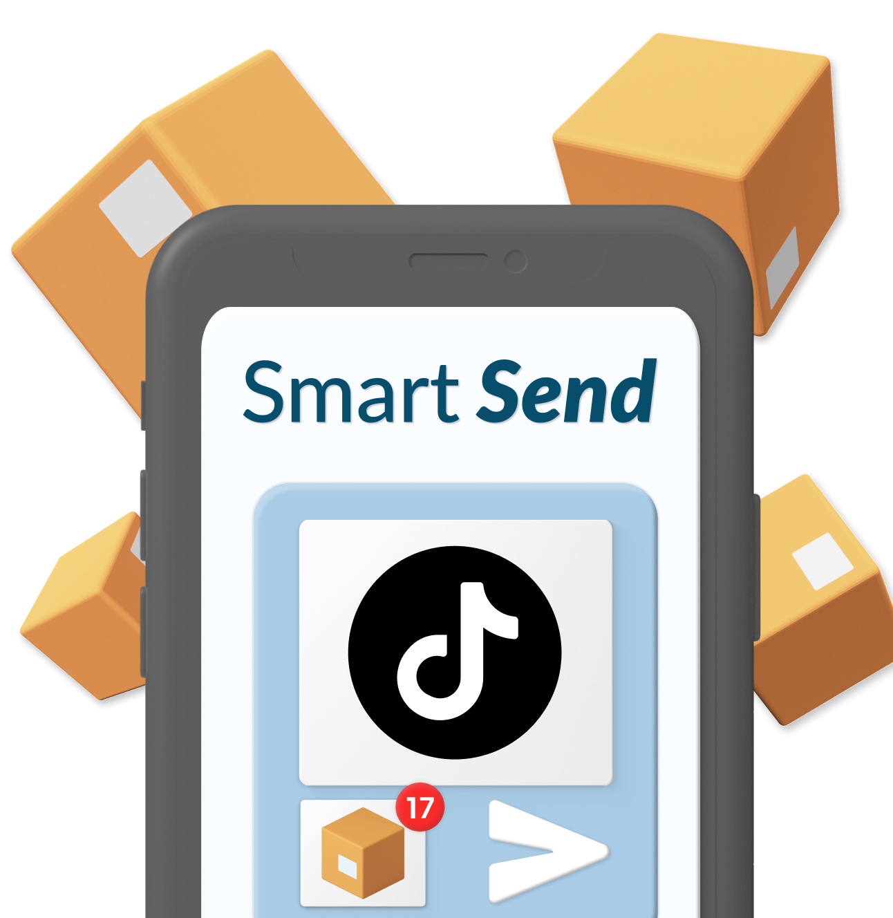 mobile phone with tiktok and parcel graphic