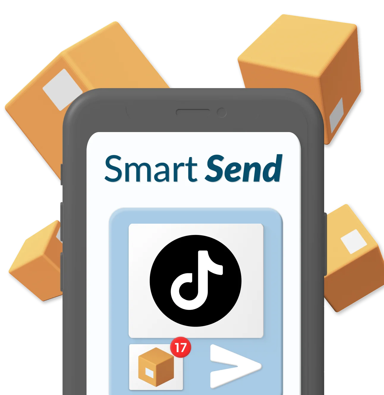 mobile phone with tiktok and parcel graphic