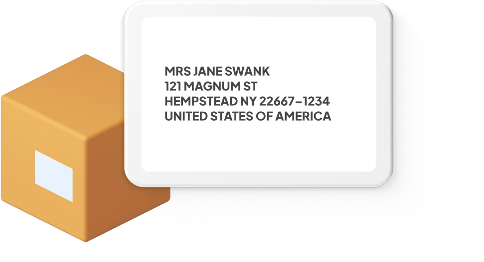 Box with USA address example
