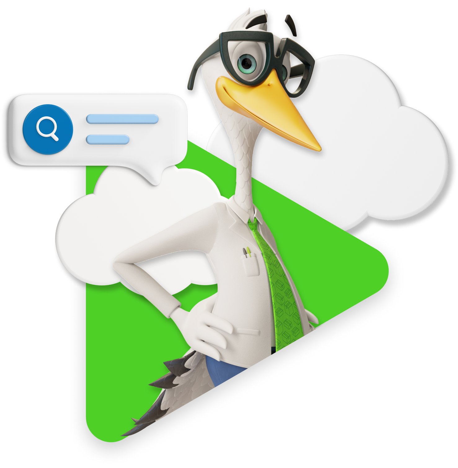 Parcel2Go's brand ambassador, Sven, in a green triangle