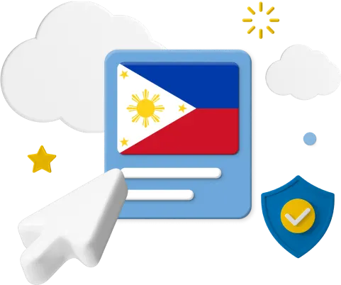 The Philippines flag with cursor and small animated icons