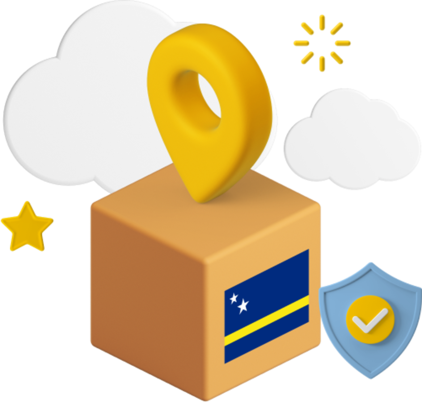Curacao flag on parcel box graphic