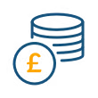 Coin stack with GBP sign graphic
