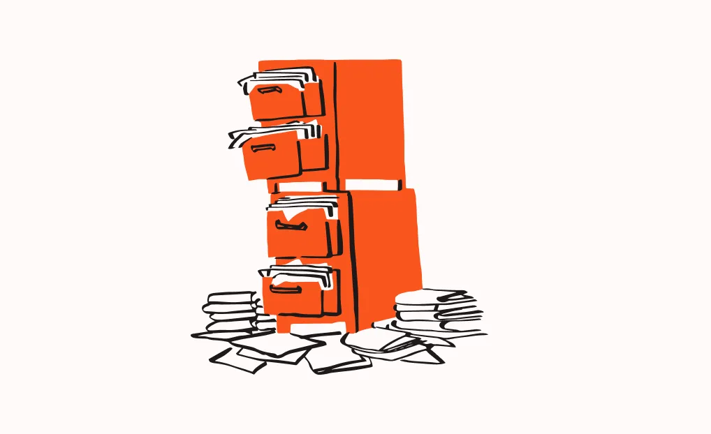 Filing cabinet with disorganized files