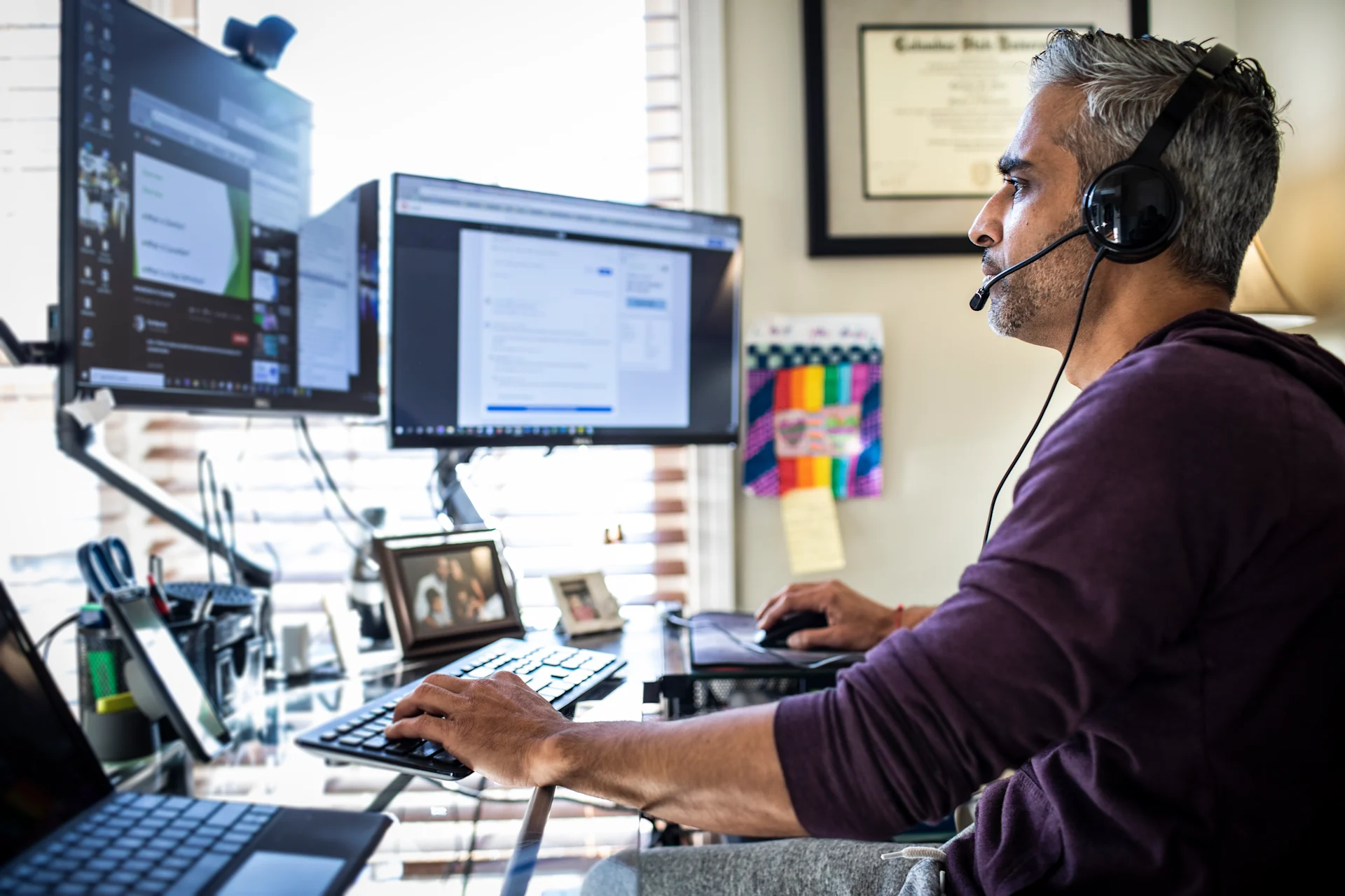 man at computer working