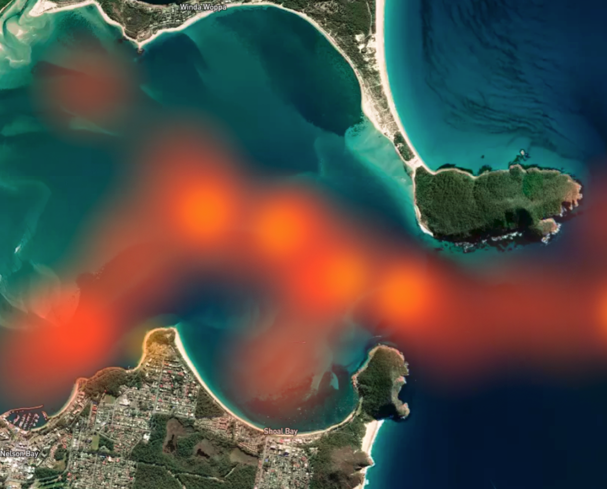 Heatmap of Boating Activity Data at Port Stephens in Australia