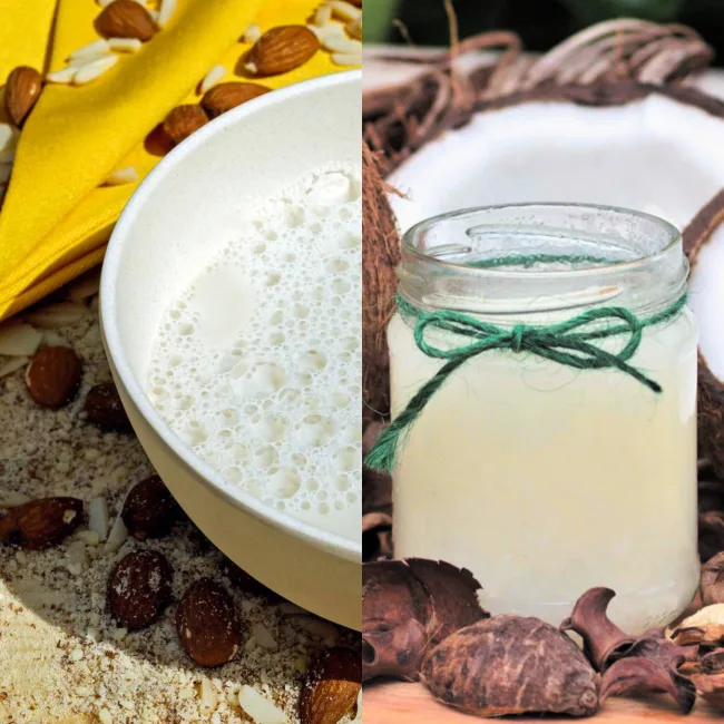 Almond milk and coconut oil hair mask treatment