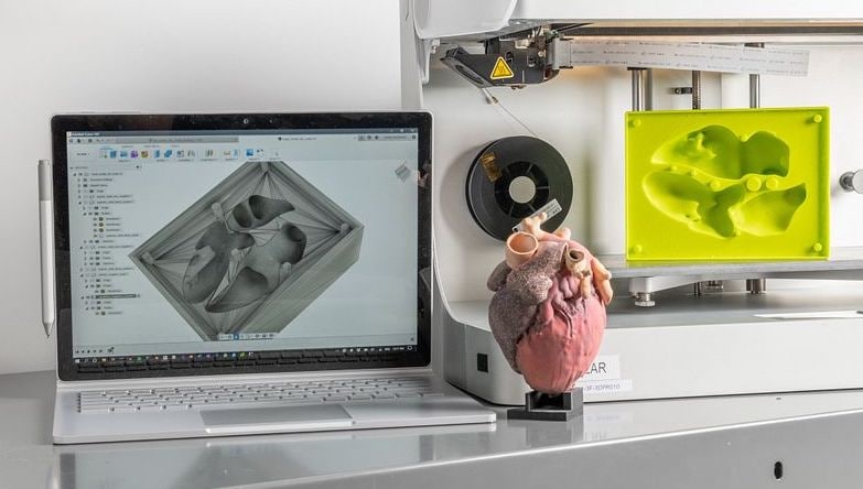 Biomedical 3D-printed heart, by Josh Qua Hiansen, of APIL (The Advanced Perioperative Imaging Lab).