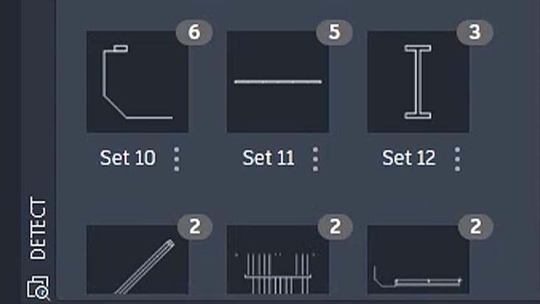 AutoCAD user interface of floor plan with Detect feature demonstrated.