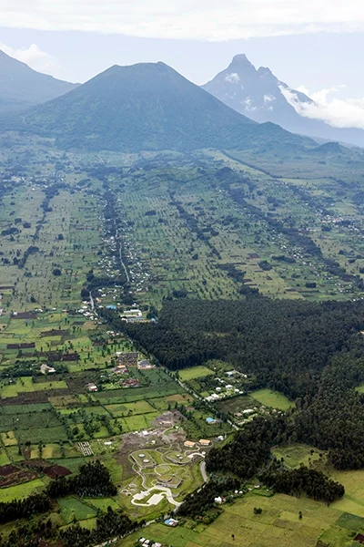 The Fossey Fund campus is integrated into the landscape surrounding Volcanoes National Park.