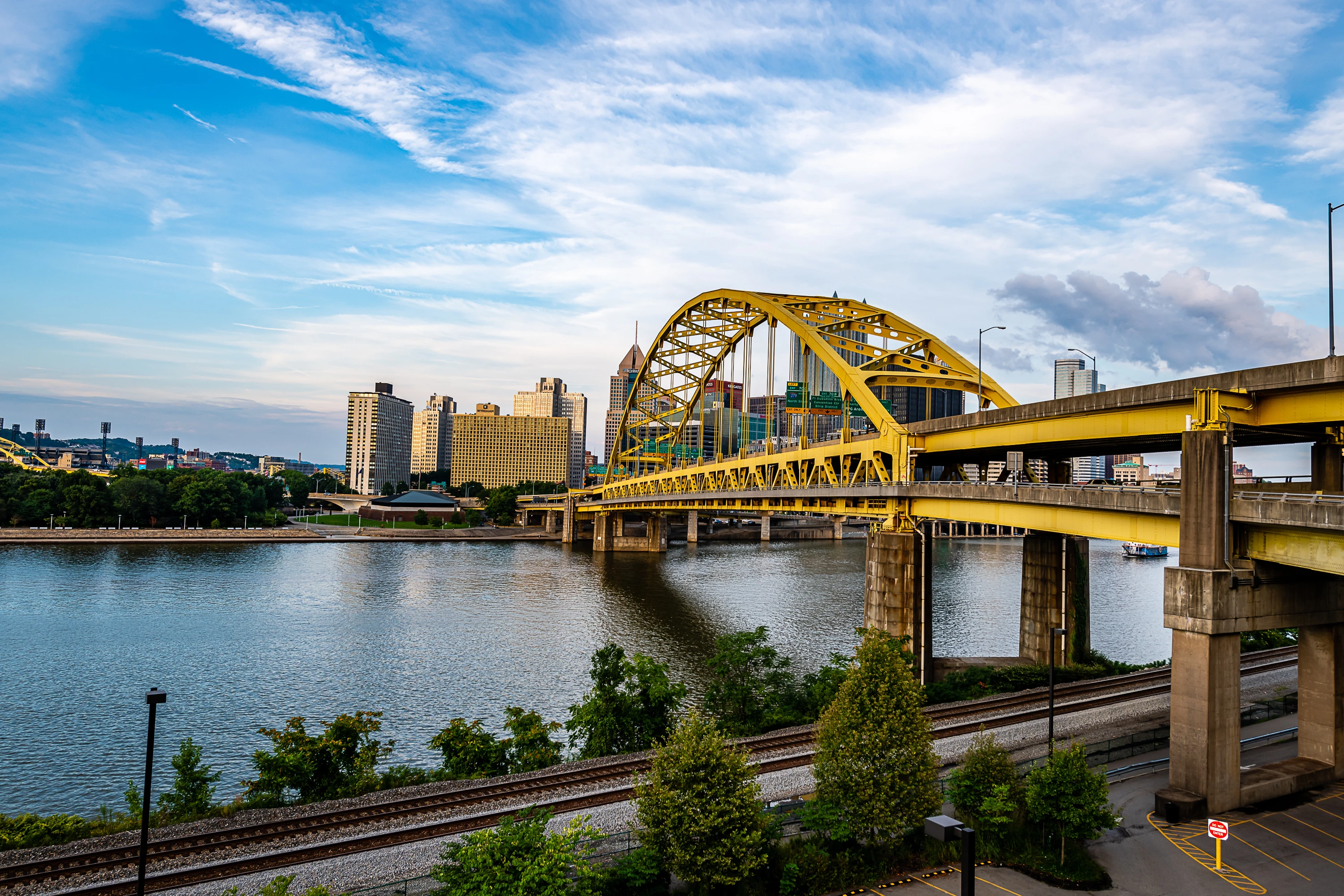 Yellow bridge in Pittsburgh