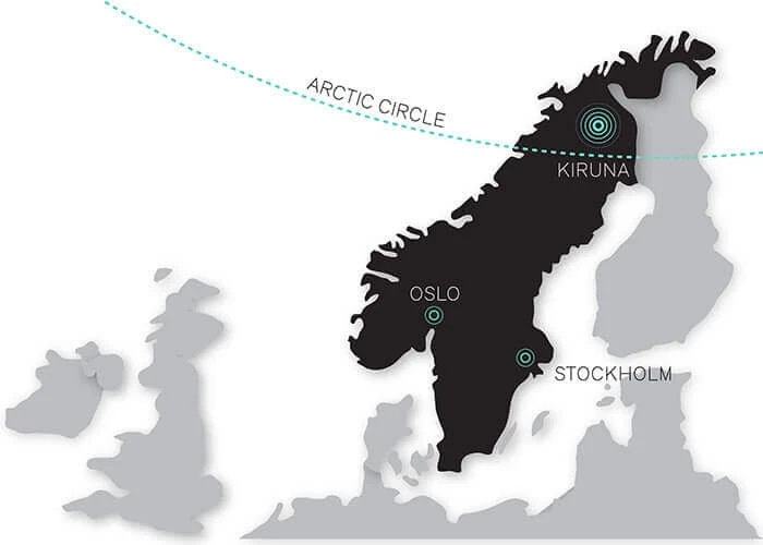 瑞典基律纳地图