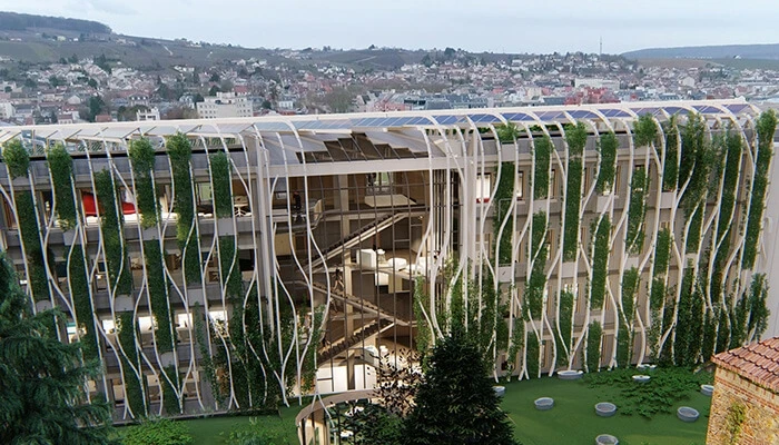 green renovation east facade rendering after