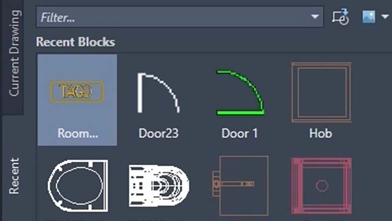 A user interface displaying search and conversion options for smart blocks on a design software screen.